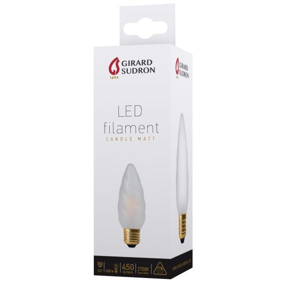 Ampoule LED Flamme torsadée F15 Satinée 4W B22 - Girard Sudron